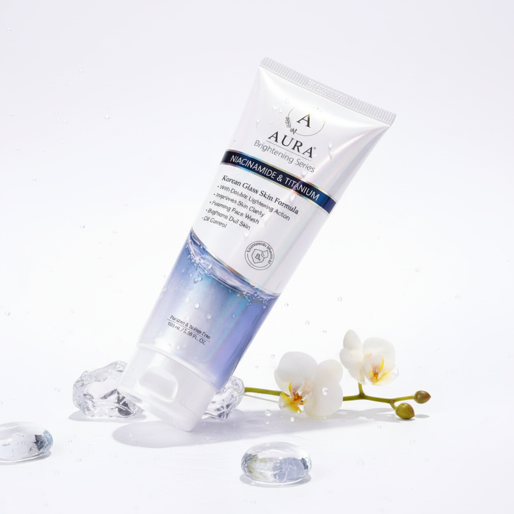 Aura Glass Skin Face Wash luminous premium editorial